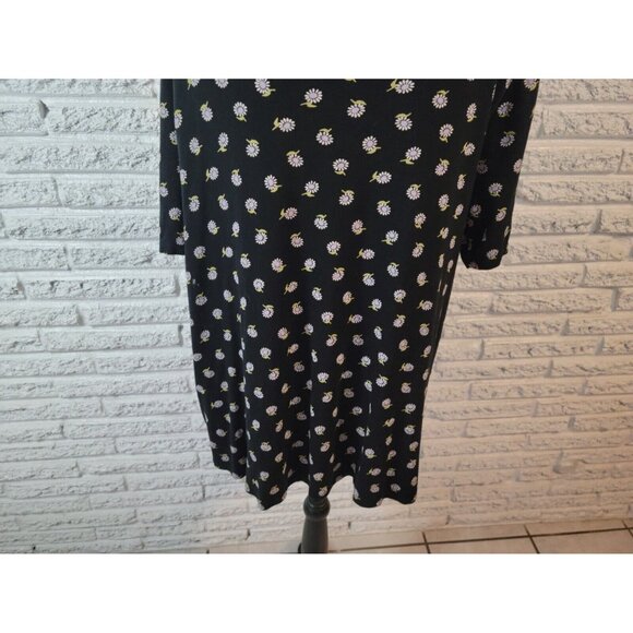 J Jill Womens Top Extra Large Tee Pima Shirttail Daisies Black Cotton FLO365E - Picture 8 of 9